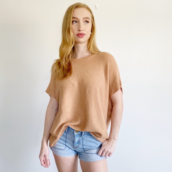 MICHAEL Michael Kors Sweaters - MICHAEL Kors Knit Short Sleeve Tan Sweater Small